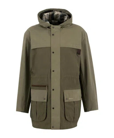 Barbour Logo-embroidered Coat In Neutral
