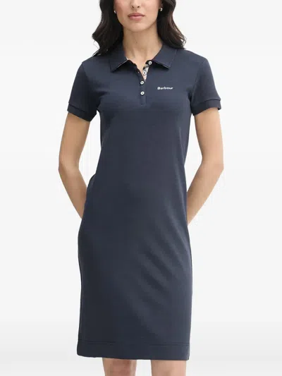Barbour Logo-embroidered Mini Dress In Blue