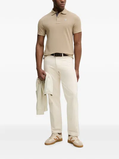 Barbour Logo-embroidered Polo Shirt In Neutral