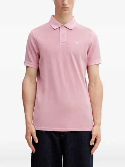 Barbour Logo-embroidered Polo Shirt In Pink