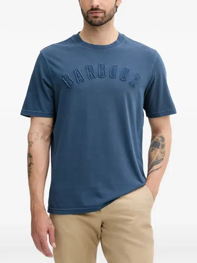 Barbour Logo-embroidered T-shirt In Blue