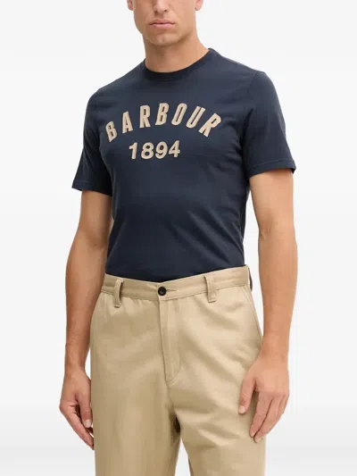 Barbour Logo-embroidered T-shirt In Blue