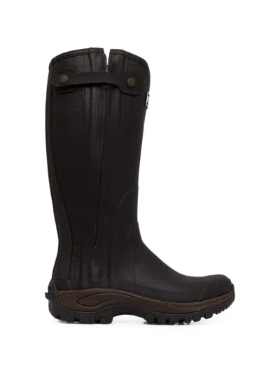 Barbour Logo-patch Buckled Boots In Brown