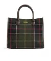 Barbour Logo-patch Checked Tote Bag In Multi