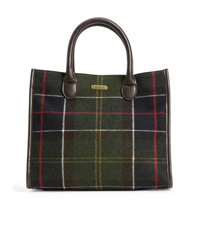 Barbour Logo-patch Checked Tote Bag In Multi