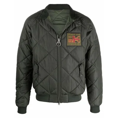 BARBOUR LOGO-PATCH ZIP-UP QUILTED JACKET