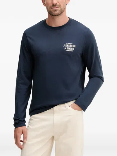 Barbour Logo-print Long-sleeve T-shirt In Blue