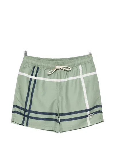 Barbour Logo-print Swim Shorts In Green