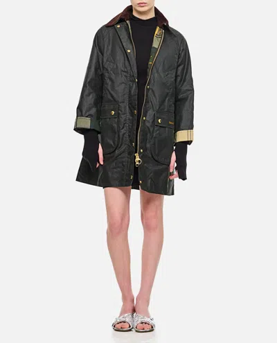 Barbour Long Beadnell Wax Coat In Gray