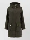 Barbour Long Length Hooded Coat With Adjustable Waist