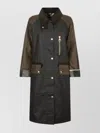 Barbour Long Length Waxed Jacket With Contrast Collar In Multi
