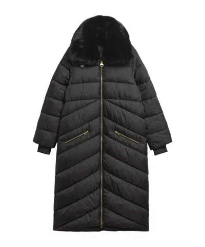 Barbour Long Quilted Coat In Black