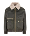 Barbour Womens Archive Olive Maxine Faux-fur-collar Waxed-cotton Jacket In Green