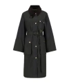 Barbour Belted Tartan-cuff Coat In Black