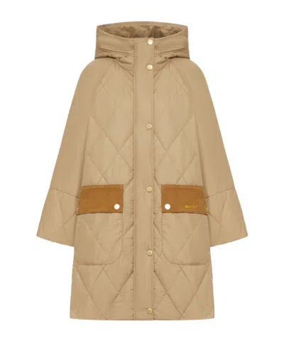 Barbour Quilted-hooded Coat In Neutral
