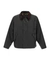 Barbour Transport Waxed Corduroy-collar Jacket In Black