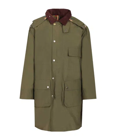 Barbour X Paul Smith Removable Hooded Ripstop Parka In Green