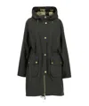 Barbour Hooded Buttoned Coat In Black