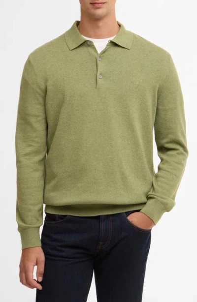 Barbour Long Sleeve Pima Cotton Polo In Green