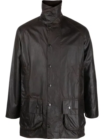 Barbour Long-sleeve Wax-coated Jacket In Braun
