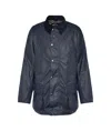 Barbour Button-up Coat With Corduroy Collar In Black