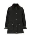 Barbour Waxed Cotton Jacket Corduroy Collar In Black