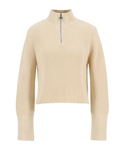 Barbour Long-sleeved Half-zip Sweater In Neutral
