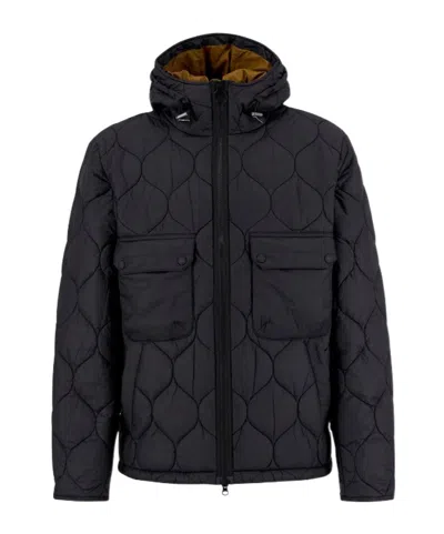 Barbour Long-sleeved Hooded Cotton Jacket In Black
