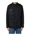 Barbour Logo Patch Waxed Field Jacket In Black