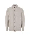Barbour Fine Knit Wool Zip-through Sweater With High Neck And Button Closure In Nude