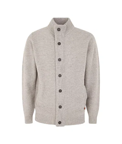 Barbour Long-sleeved Sweater Cardigan In Grey