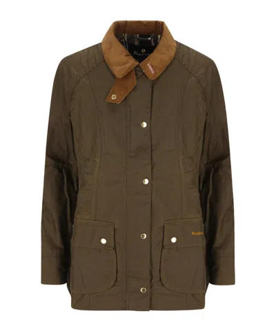 Barbour Beadnell Waxed-cotton Jacket In Brown