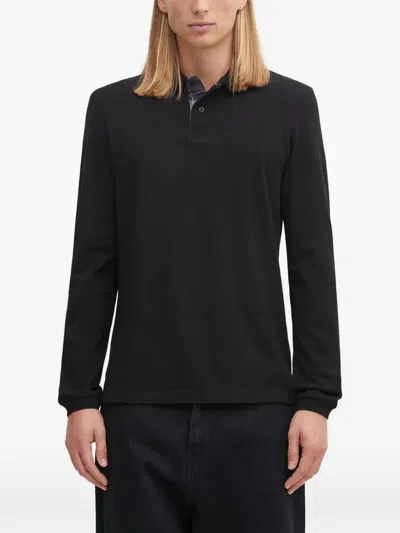 Barbour Long-sleeved Polo Shirt In Black