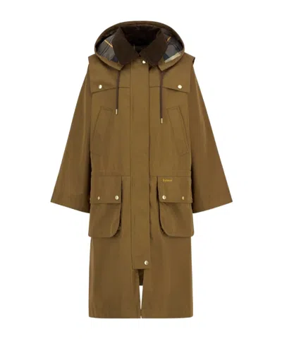 Barbour Long-sleeved Trench Coat In Brown