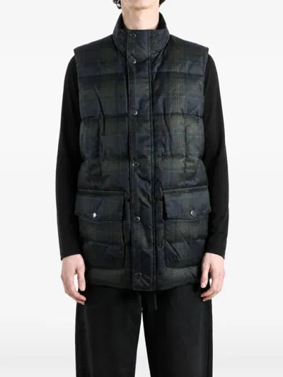Barbour Lonnen Tartan Quilted Gilet In Blue