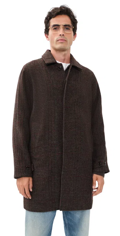 Barbour Lorden Check Wool Overcoat Dark Oak Check In Brown