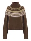 Barbour Lorrie Fair-isle Roll-neck Sweater In Brown