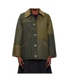 Barbour Quilted Jacket With Contrast Collar And Pockets In Green