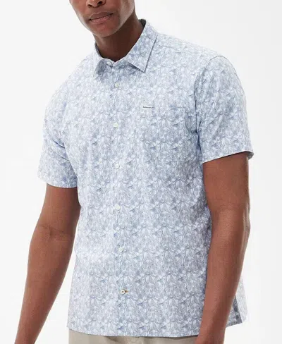 Barbour Lowick Msh5343wh32 Shirt Men's Whisper White Leaf Short Sleeve Mcww173 In Blue