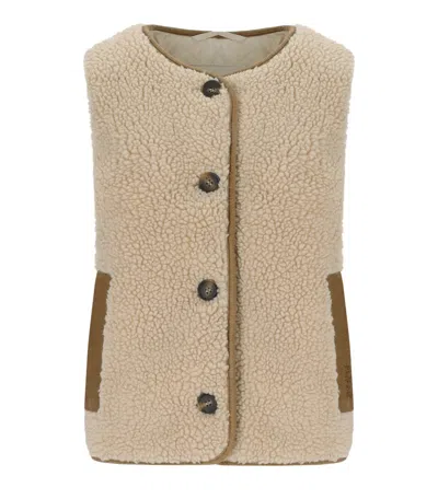 Barbour Luciana Fleece Natural Vest In Neutral