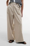 Barbour Lucy Pleated High Waist Cotton & Linen Pants In Neutral