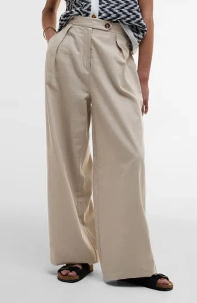 Barbour Lucy Pleated High Waist Cotton & Linen Pants In Neutral