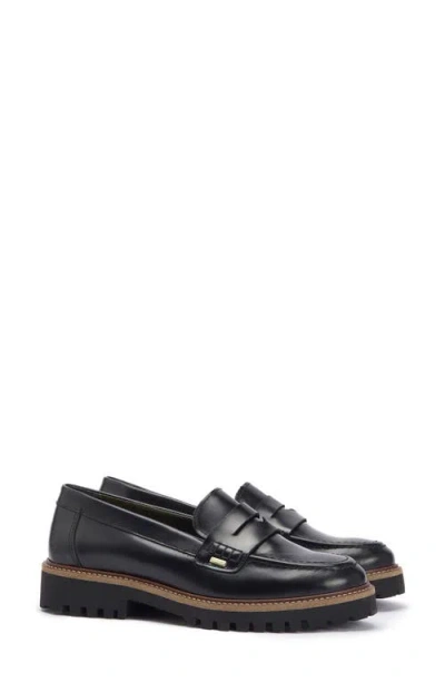 Barbour Ludlow Womens Penny Loafers In Black Polido