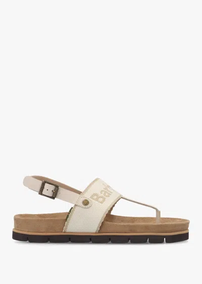 Barbour Lumley Beige Toe Post Sandals In Brown