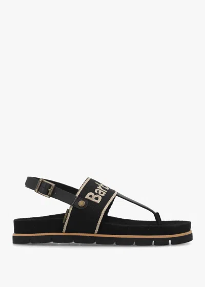 Barbour Lumley Black Toe Post Sandals