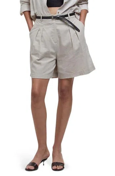 Barbour Luna Pleated Cotton & Linen Shorts In Gray