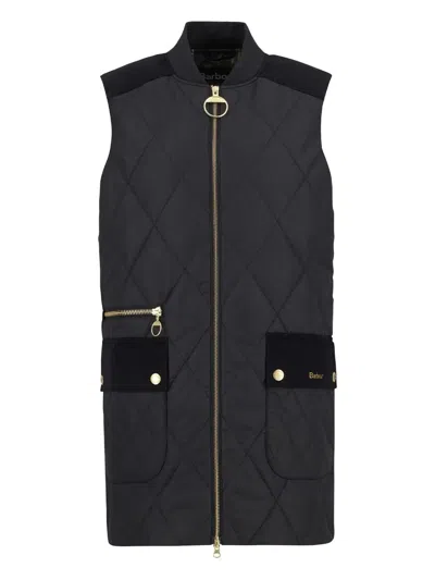 Barbour Lydia Diamond-quilted Gilet In Black