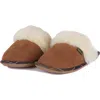 Barbour Lydia Faux Fur Slipper In Camel Suede