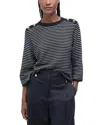 Barbour Macy Stripe Cotton Sweater In Dark Navy