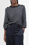 Barbour Macy Stripe Cotton Sweater In Dark Navy Stripe